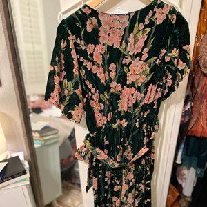 Green Velvet Floral Dress